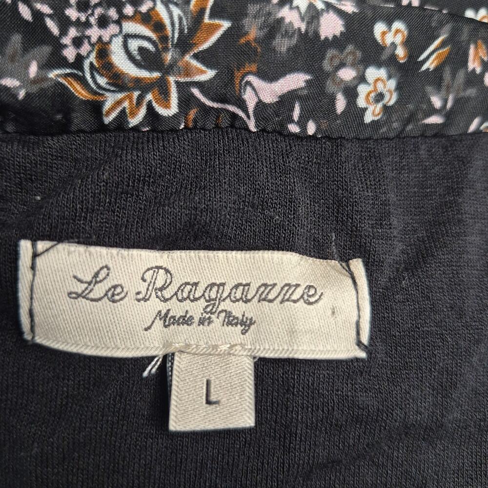Le Ragazze Italy Silk Blend Floral Dress Smocked Blouson Tiered Chiffon Size L - Picture 8 of 10
